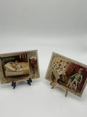 Lot of 2 1891 Lion Coffee Advertising Trade Cards Woolson Spice Co Victorian